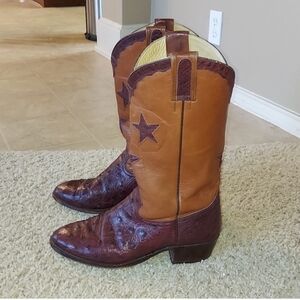 Vintage Cordones Unisex Ostrich Cowboy Boots SZ 9.5
